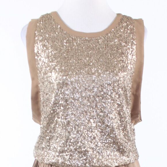 Khaki gold C.LUCE sleeveless blouse dress S - Picture 2 of 8